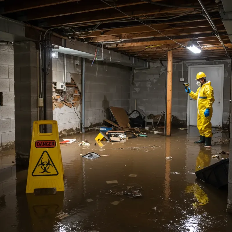 Flooded Basement Electrical Hazard in Auburn, KY Property